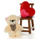 2.5 Feet Peach Big Teddy Bear with a Bow